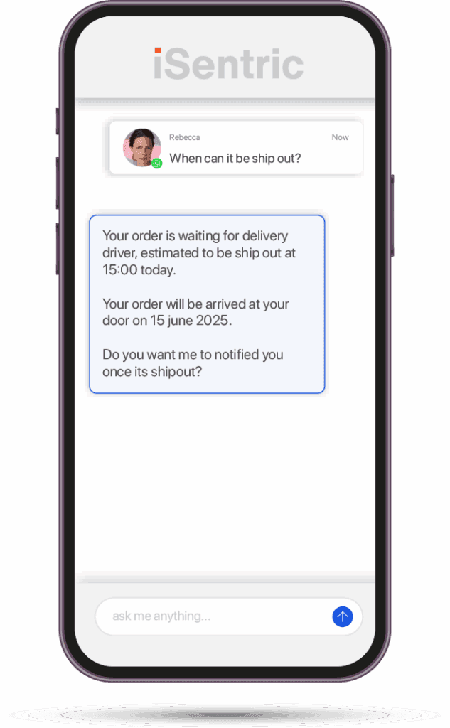 iSentric chat: delivery notification