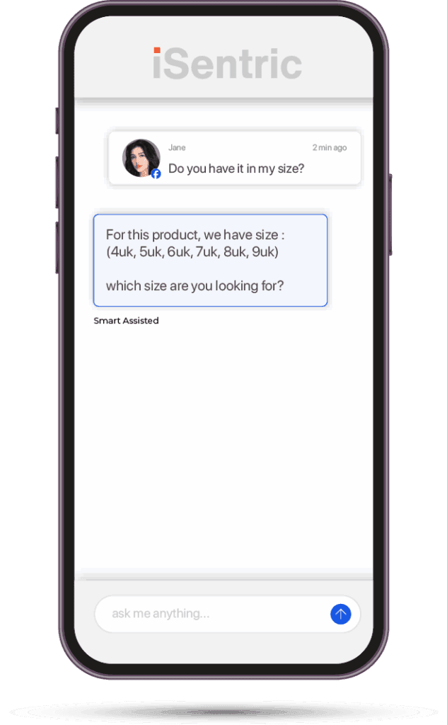 iSentric chat: size enquiry